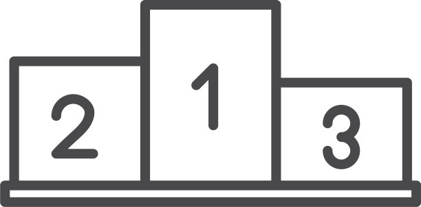 获奖者领奖台与数字竞争线图标图片下载