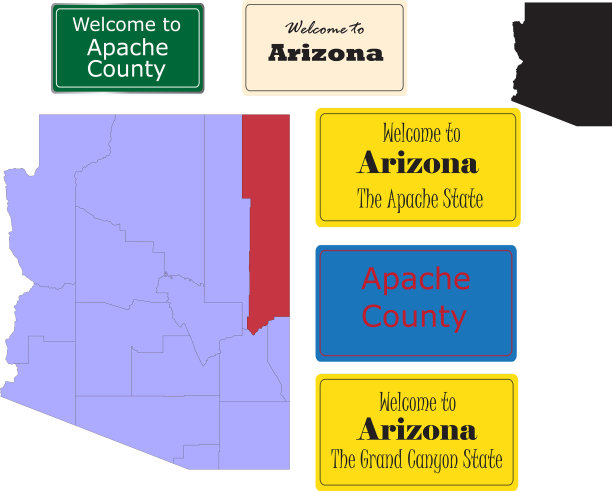美国亚利桑那州阿帕奇县地图和路标图片下载
