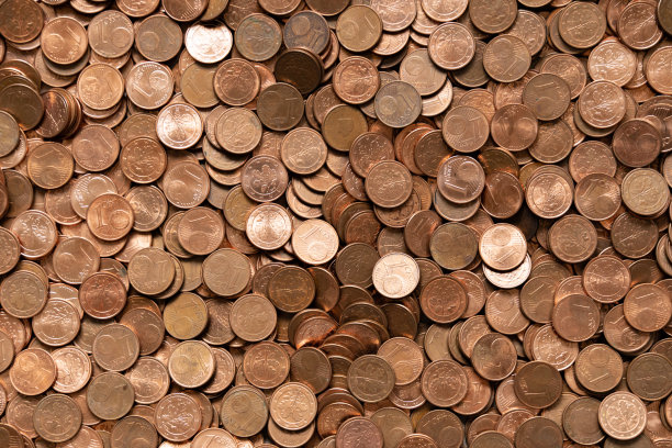 欧分硬币覆盖地板，很多钱图片下载