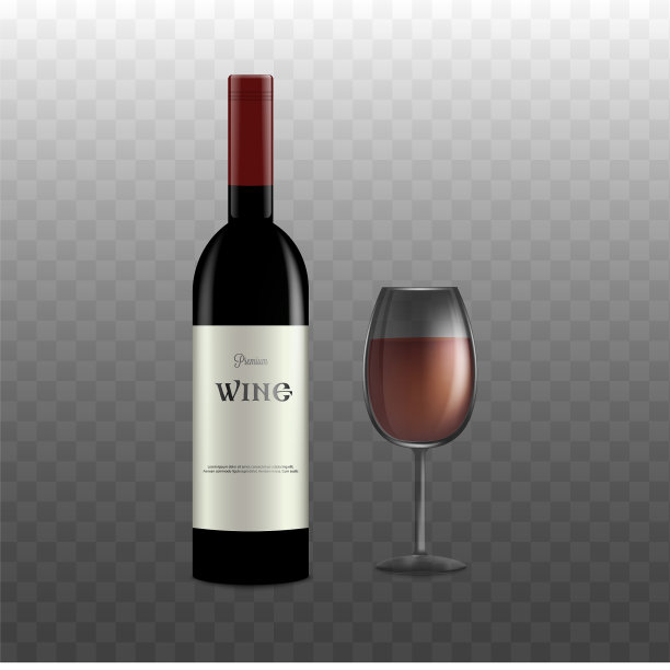 现实的红酒瓶和玻璃葡萄酒图片下载