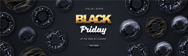 黑色星期五的大促销海报上有黑色的甜甜圈图片下载