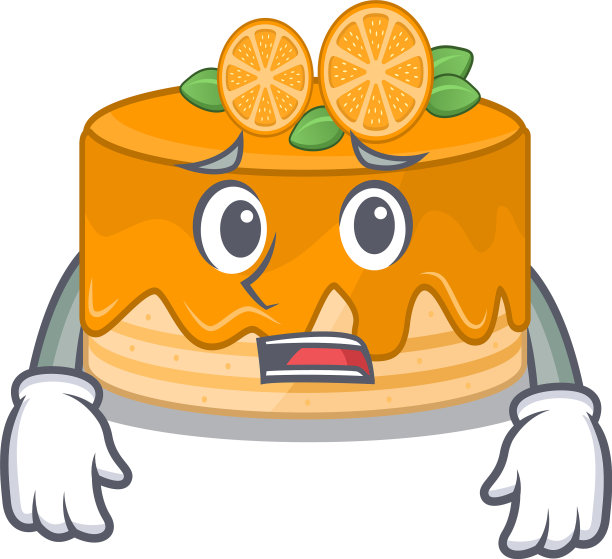 一个图片橙色蛋糕有一张害怕的脸图片下载