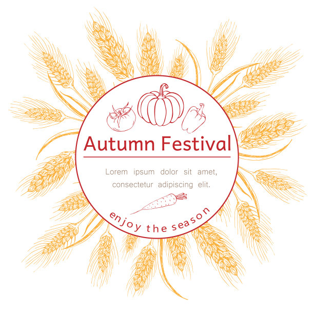 秋季季节的海报或横幅与麦穗图片下载