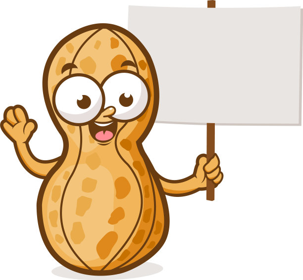 卡通花生举着一个空牌子图片下载