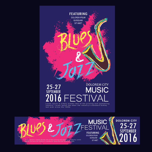 布鲁斯和爵士音乐节海报宣传册和图片下载