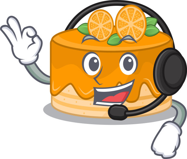 吉祥物设计风格穿着橙色快乐蛋糕图片下载