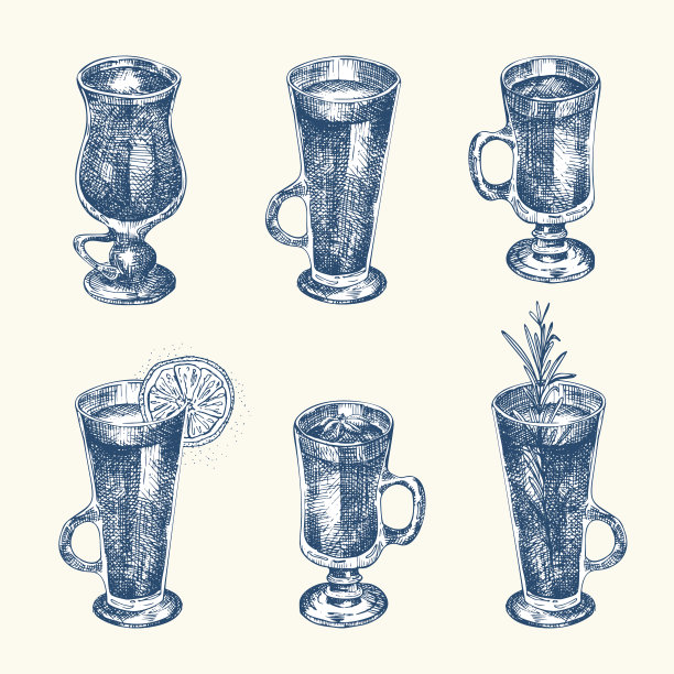 为圣诞节设置手绘素描眼镜图片下载