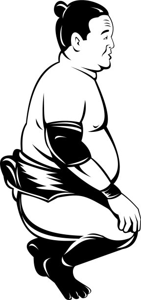 相扑手或立师蹲下侧视图片下载