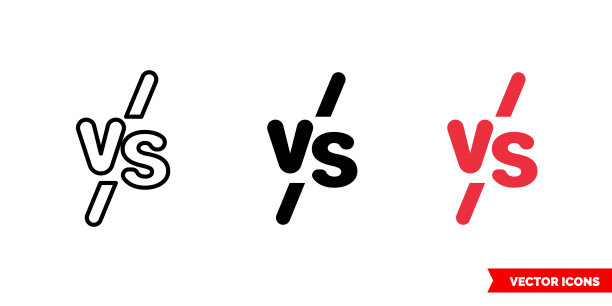 Vs符号图标3种颜色黑白图片下载