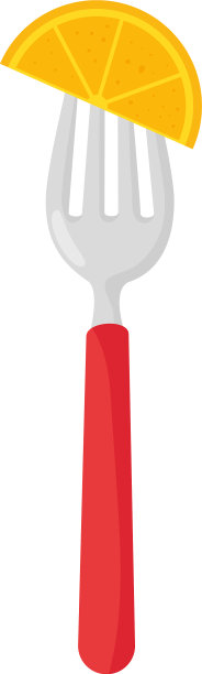 用叉子在白色的背景上切橘子图片下载