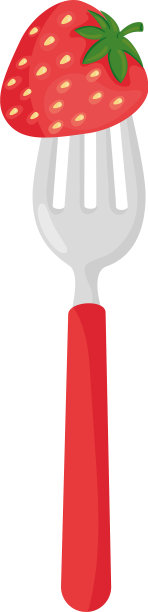 新鲜的草莓，叉在白色图片下载