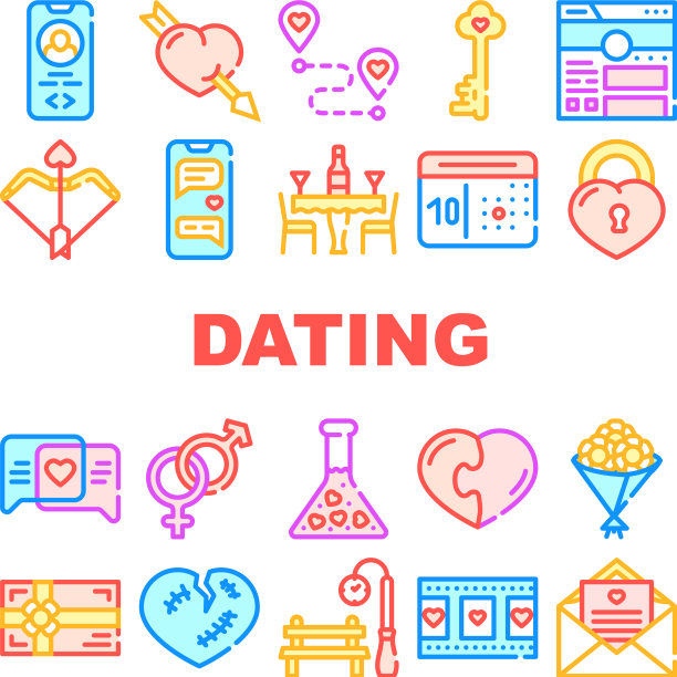 约会爱浪漫收藏图标集图片下载