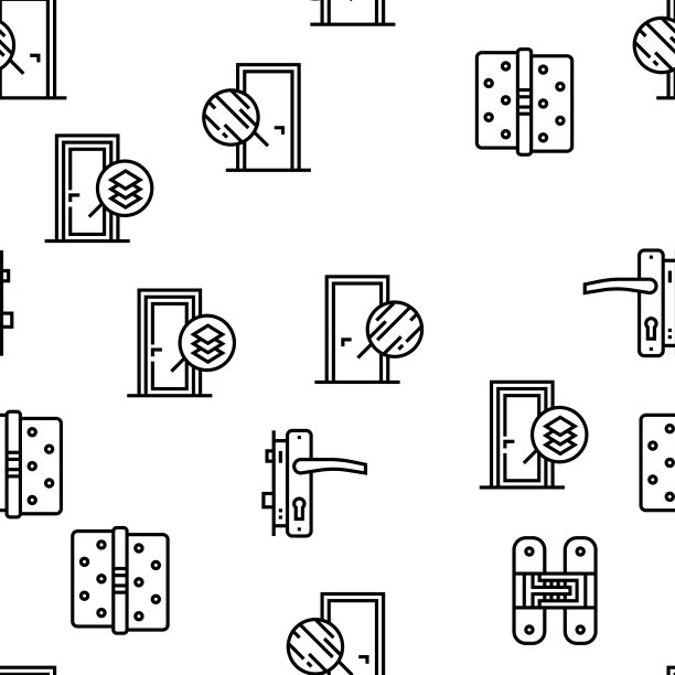 室内门类型矢量无缝模式图片下载