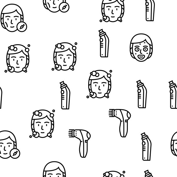 面部皮肤护理治疗矢量无缝模式图片下载