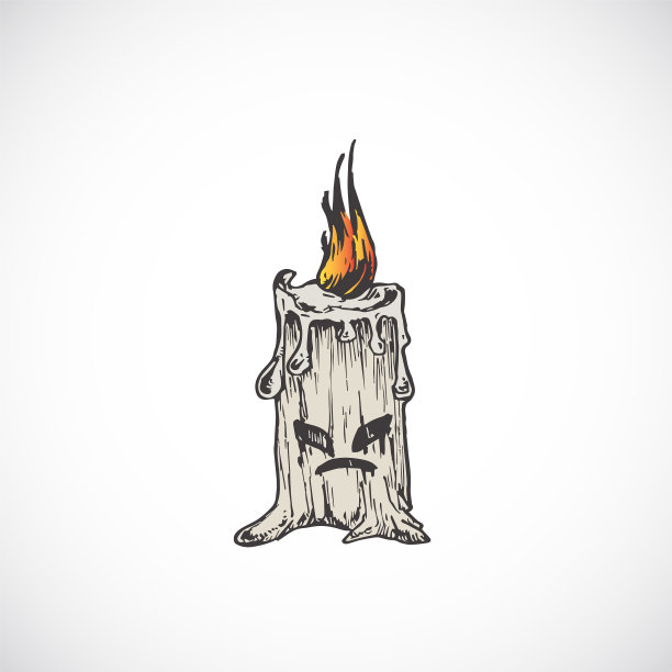 手绘彩色万圣节恐怖蜡烛图片下载