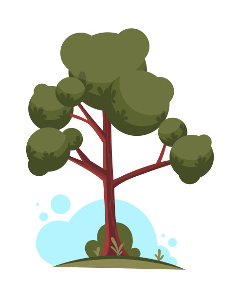 绿树有枝叶概念。夏天背景元素。矢量平面卡通插图图片下载