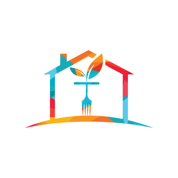 家用叉和叶有机标志设计图片下载