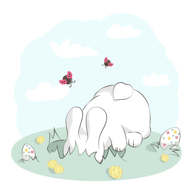 可爱的兔子藏复活节彩蛋图片下载