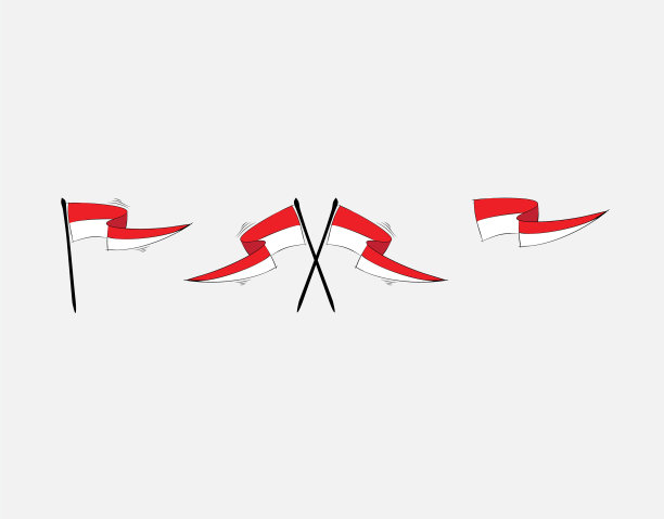 在白色背景上设置印度尼西亚国旗图片下载