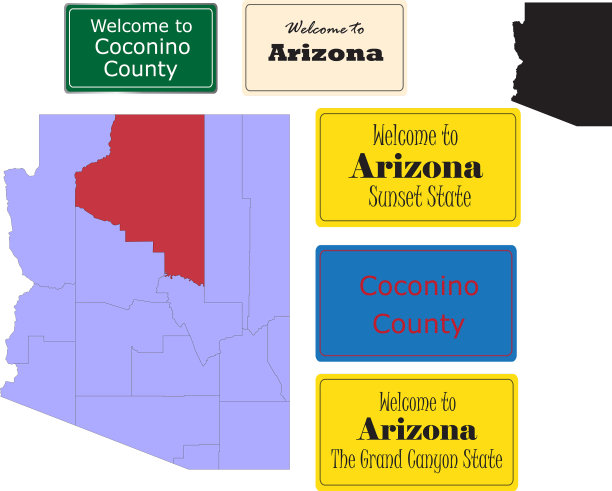 美国亚利桑那州科科尼诺县地图和路标图片下载