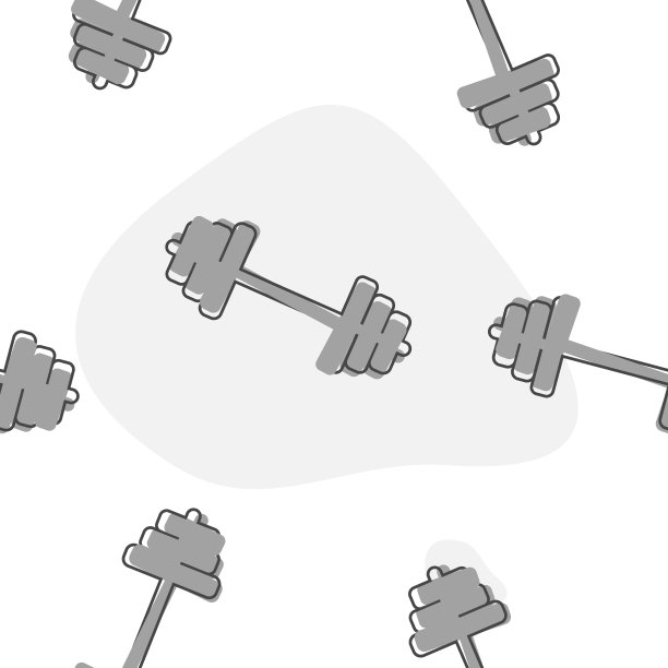 矢量图像哑铃卡通风格上的无缝模式上的白色背景。图片下载