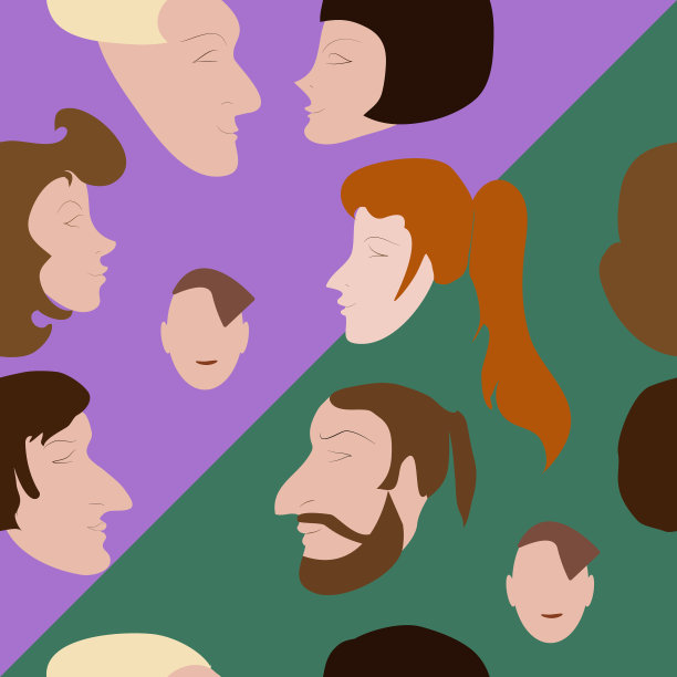 无缝模式，不同的男人和女人的脸图片下载