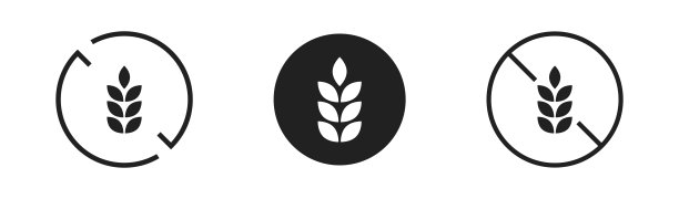 无谷蛋白图标设置。矢量无面筋符号集合。图片下载