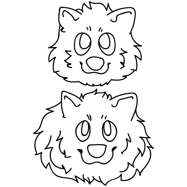 可爱的卡通单色线条艺术博美犬品种矢量剪贴画。为狗展示插图。图片下载