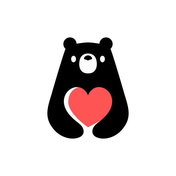 熊爱情人心负空间矢量图标插图图片下载