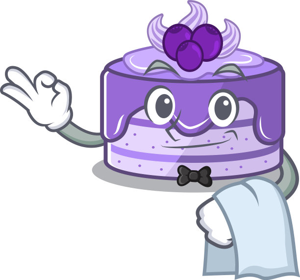 甜蓝莓蛋糕角色作为一个服务员图片下载