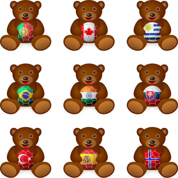 小熊足球旗图片下载