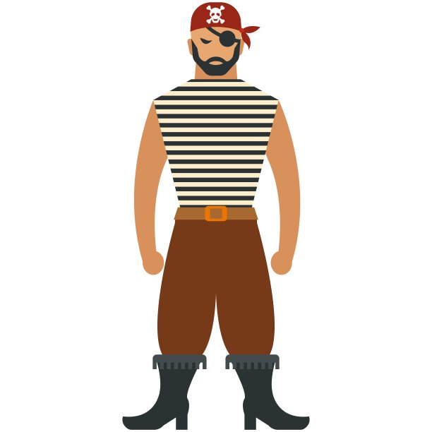 勇敢的海盗矢量孤立在白色背景图片下载