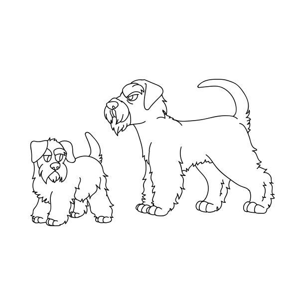 可爱的卡通雪纳瑞小狗狗矢量剪贴画。纯种犬舍狗品种为狗爱好者。纯种家犬，宠物客厅插图吉祥物。孤立的英国猎犬品种。图片下载