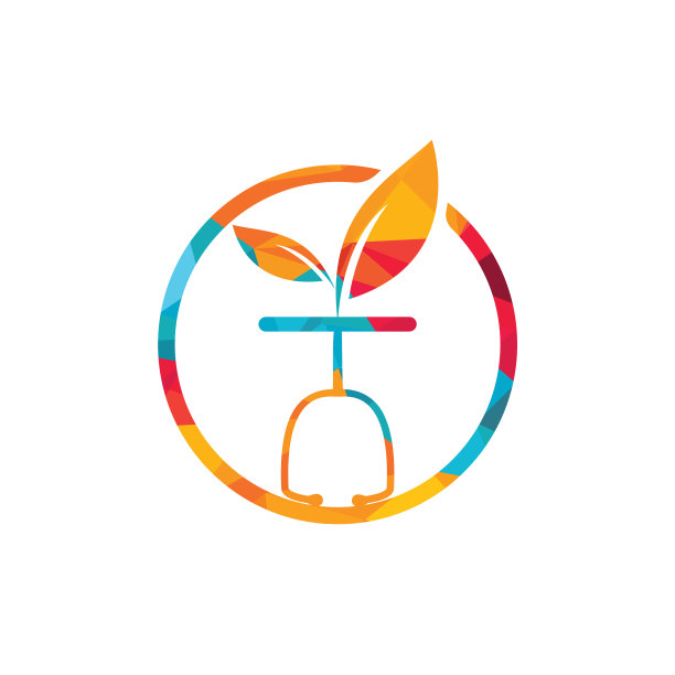 带有听诊器医生标志的叶子设计图片下载