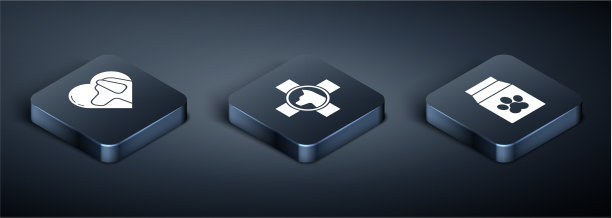 设置等距心脏与狗袋食品的宠物图片下载