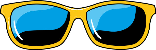 隔离黄色夏季眼镜设计图片下载