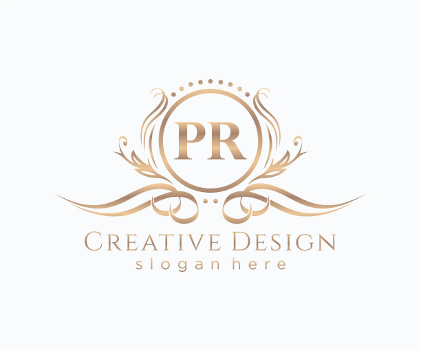 最初的公关美丽的字母和优雅的标志设计图片下载
