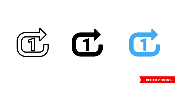 重复图标3种颜色的黑色和白色图片下载