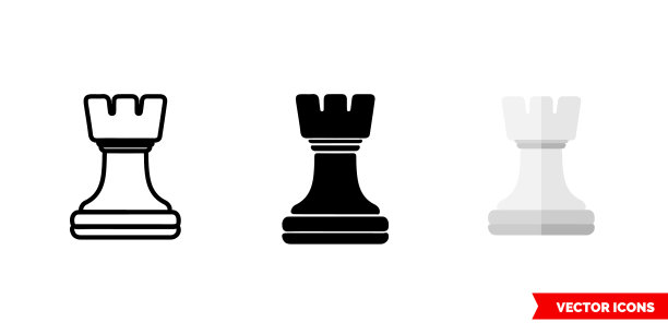 车棋图标3种颜色黑白图片下载