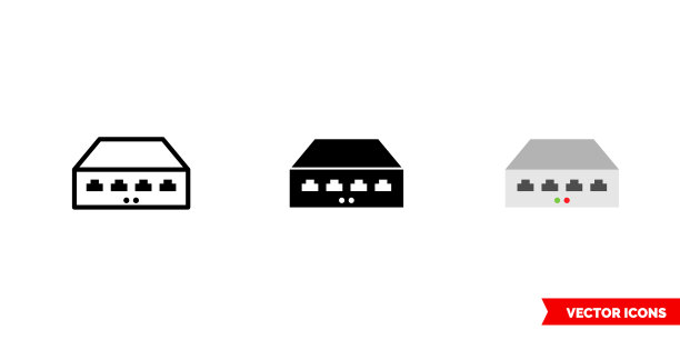 开关图标3种颜色的黑白图片下载