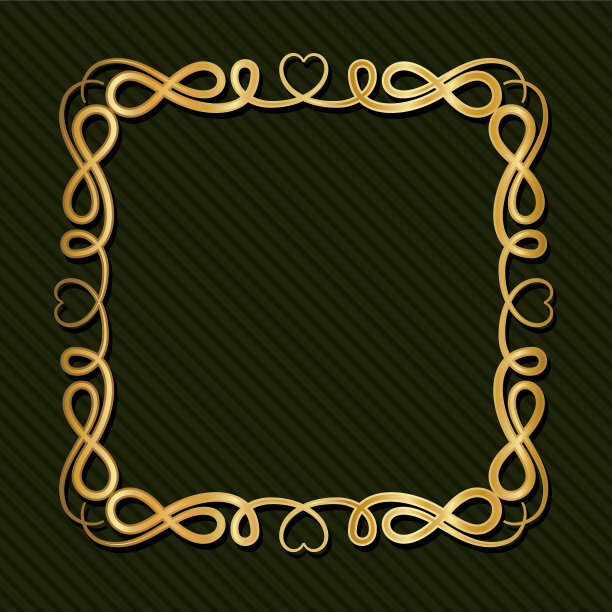 金色艺术装饰框架与装饰在绿色图片下载