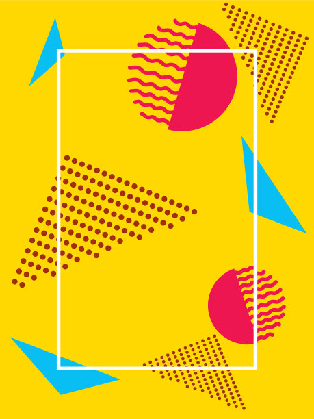 黄色背景与几何形状和点图片下载