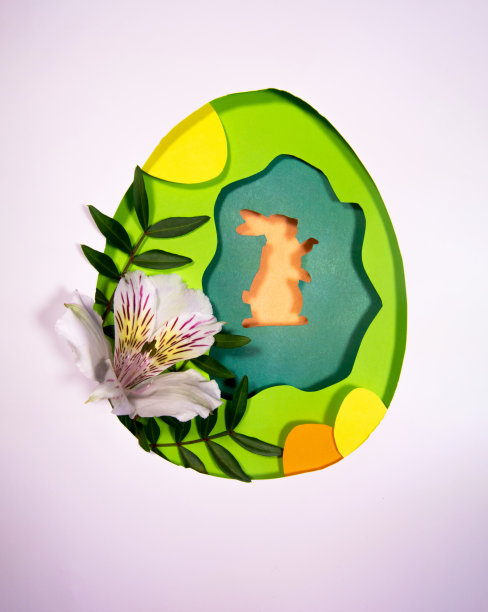 为节日设计复活节快乐。纸艺术图片下载