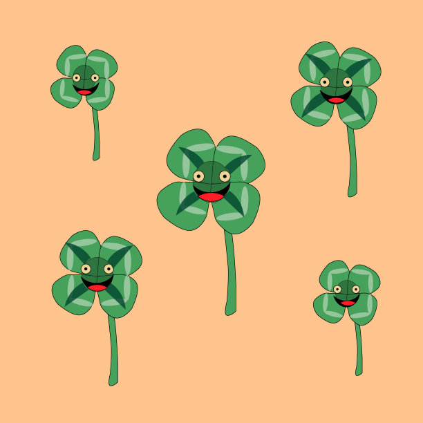 圣帕特里克节的四叶草。矢量插图。图片下载