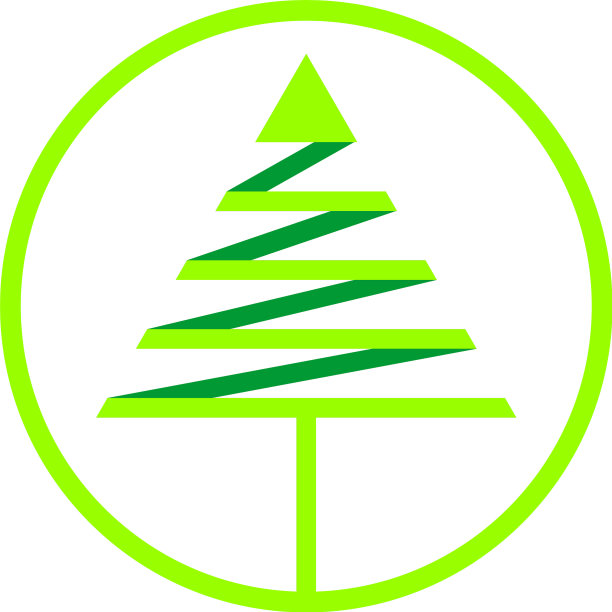 绿色松树三角形丝带圆形标志标志图片下载