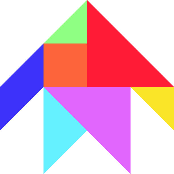 颜色七巧板拼图在箭头形状的白色图片下载