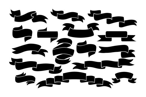 设置色带旗帜黑色孤立图片下载