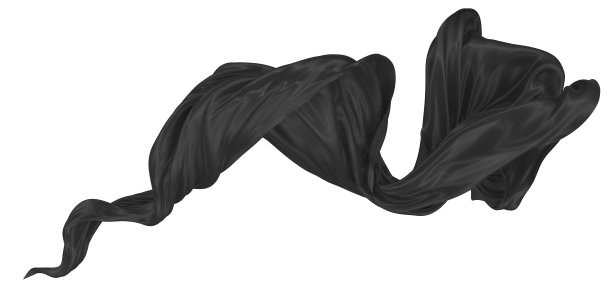 美丽的黑色波浪丝或缎子织物。3 d渲染图像。图片下载