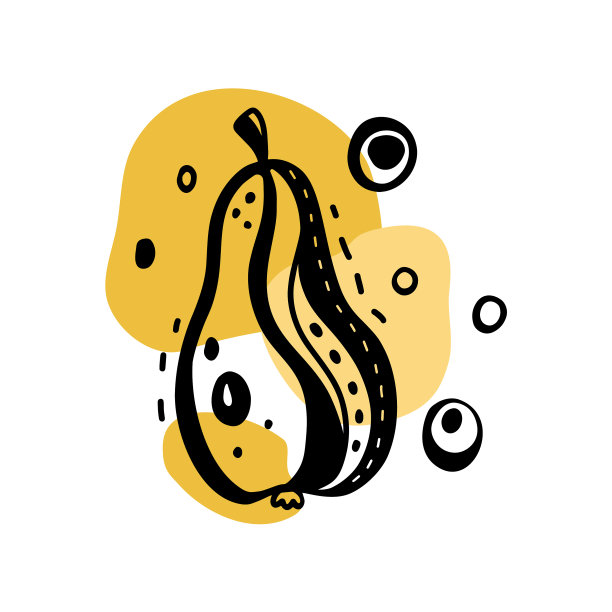 程式化轮廓梨上抽象的黄色斑点图片下载