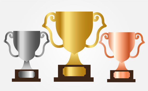 金，银和铜奖杯束集图片下载